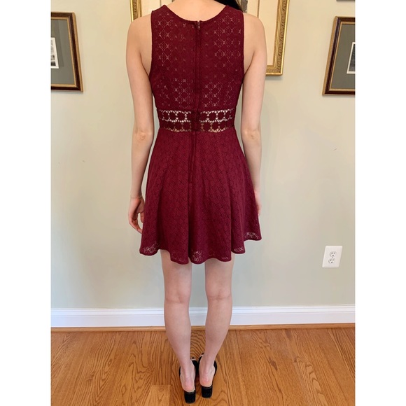 Free People Crochet Burgundy Mini Dress - Picture 2 of 4
